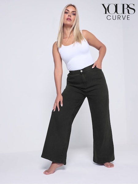 Yours Curve Black Wide Fit Wide Leg Puddle Jeans (W83916) | SGD 66