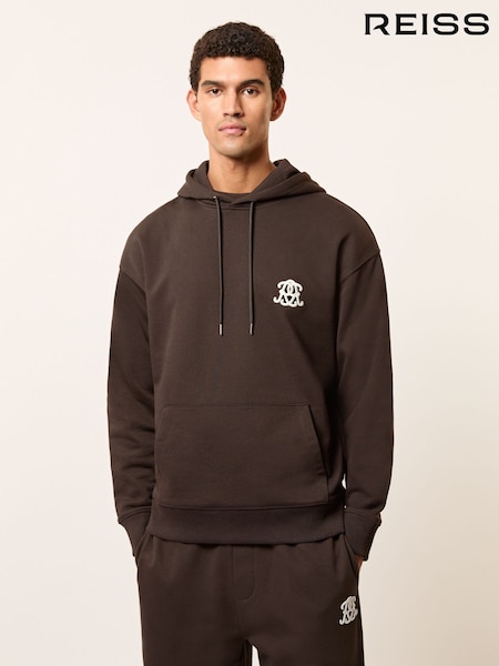 Reiss Brown Conlin Monogram Cotton Oversized Hoodie (W84000) | R$ 1.265