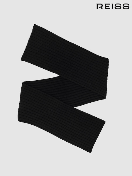 Reiss Black Swinly Chunky Rib Wool Blend Scarves (W84050) | €119