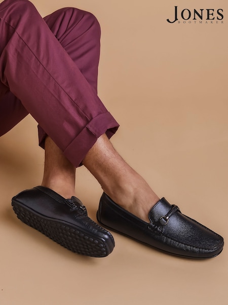 Jones Bootmaker Black Pascual Leather Moccasins (W84055) | AZN 248