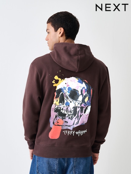 بني - Seminal Licence Skull Graphic Hoodie (W84156) | ‏16 د.ك.‏