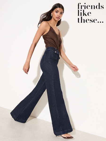 شكل مغسول - Friends Like These Pocket Tailored Wide Leg Jeans (W84540) | ‏218 ر.ق.