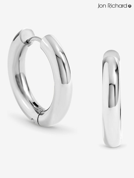 Jon Richard Silver Plated Waterproof Medium Chubby Hoop Earrings (W84659) | €25