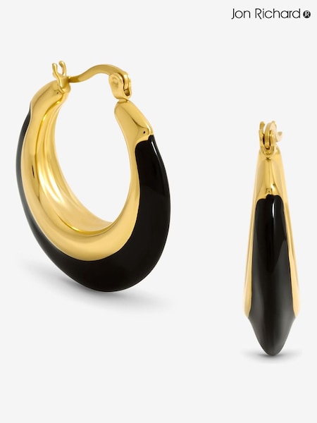 Jon Richard Gold Tone Jet Enamel Hoop Earrings (W84665) | €25