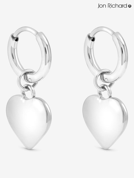 Jon Richard Silver Plated Waterproof Heart Charm Hoop Earrings (W84666) | €25
