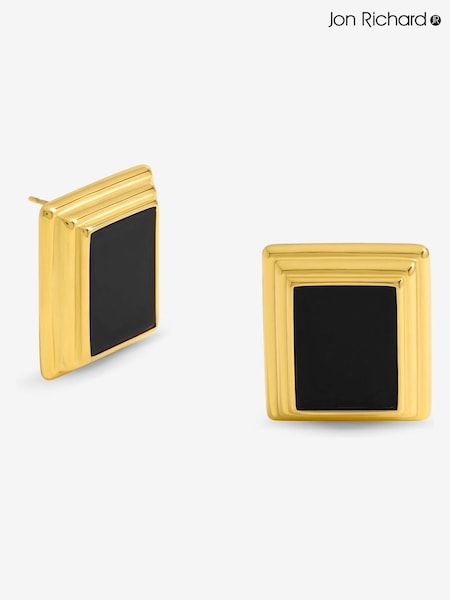 Jon Richard Gold Tone Jet Enamel Earrings (W84668) | €25