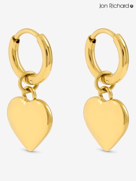 Jon Richard Gold Plated Waterproof Heart Charm Hoop Earrings (W84671) | €25