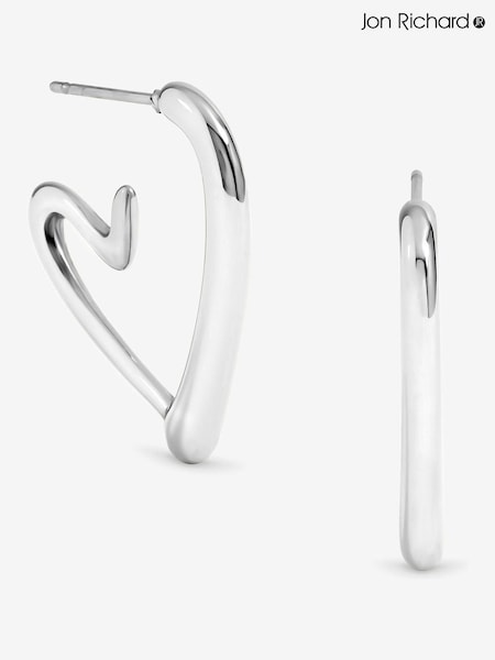 Jon Richard Silver Plated Waterproof Heart Hoop Earrings (W84681) | €25