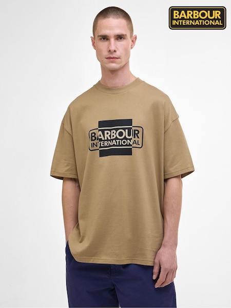Barbour® International Natural Natural Divide Graphic Print T-Shirt (W84792) | 198 QAR
