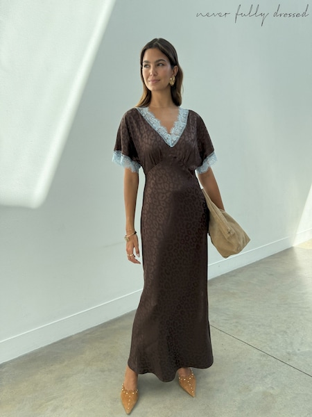 Never Fully Dressed Brown Safari Thea Maxi Dress (W84844) | €164