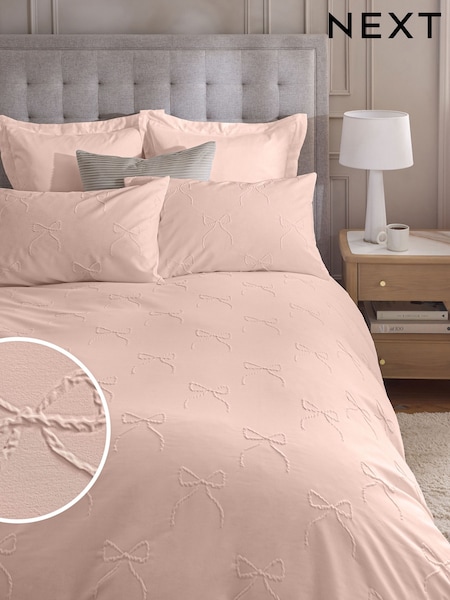 Pink Bow Textured Print Duvet Cover and Pillowcase Set (W84933) | R$ 275 - R$ 570