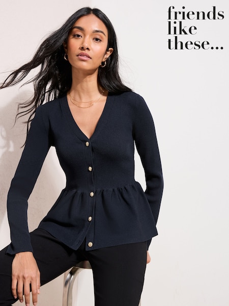 Friends Like These Peplum Compact Knit Cardigan (W84947) | ‏167‏₪