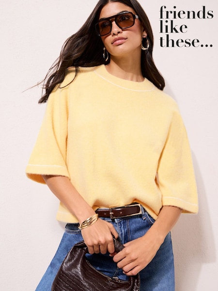 Friends Like These Lemon Yellow Knitted Top (W84969) | $75