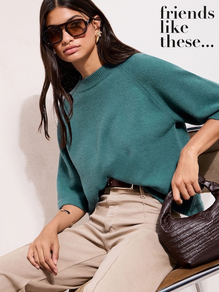 Friends Like These Teal Blue Knitted Top (W84972) | €55