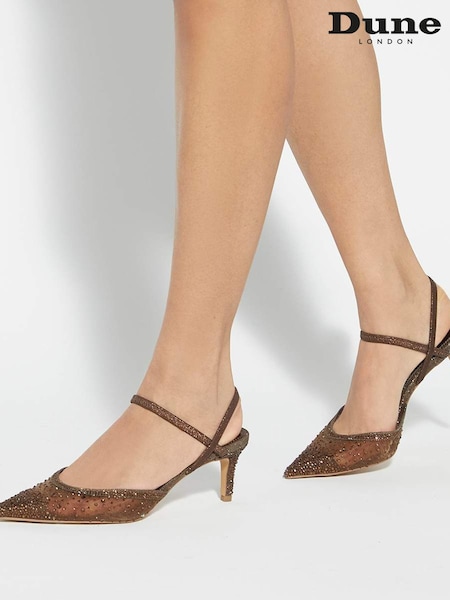 Dune London Brown Charismatic Pointed Lurex Slingback Heels (W85079) | AED460