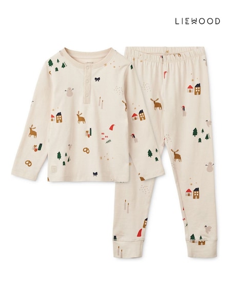 Liewood Cream Wilhelm Printed Christmas Pyjamas Set (W85179) | AED256