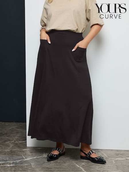 Yours Curve Black Maxi Jersey Stretch Skirt (W85192) | €36
