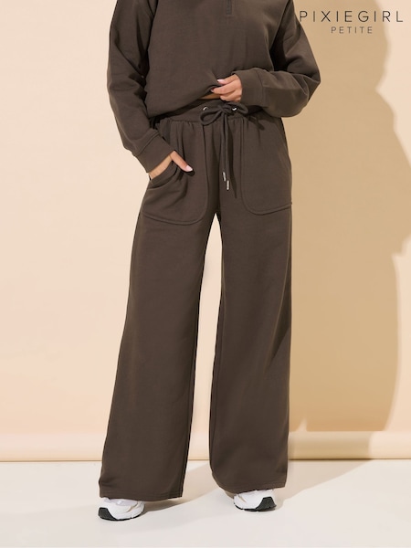 PixieGirl Petite Brown Wide Fit Patch Pocket Wide Leg Joggers (W85209) | €31