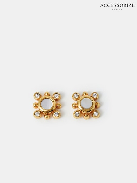 Accessorize 14ct Gold Diamanté Flower Stud Earrings (W85227) | €22.50