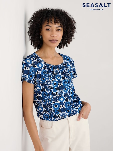 Seasalt Cornwall Blue Appletree Print T-Shirt (W85228) | €45