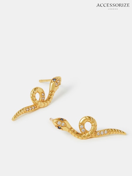 Accessorize Gold Tone 14ct Snake Stud Earrings (W85240) | €22.50