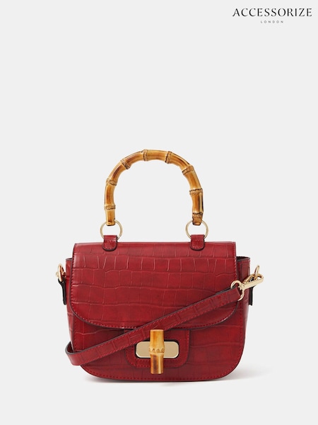 Accessorize Red Bamboo Handle Croc Cross-Body Bag (W85245) | €42