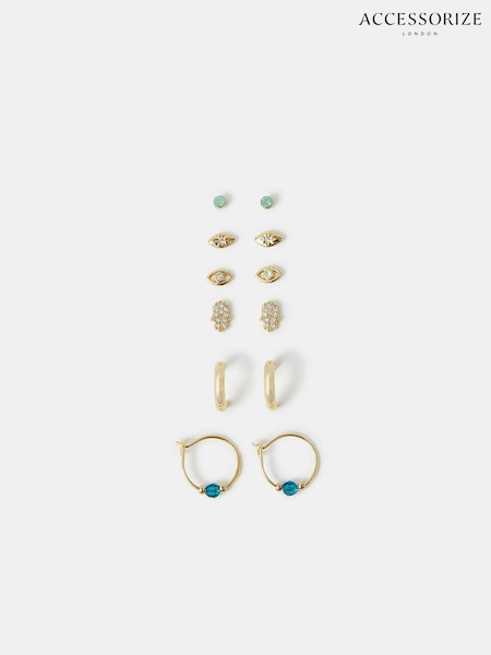 Accessorize 14ct Gold Stud & Hoop Earrings 6 Pack (W85249) | €28