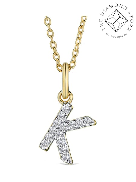 The Diamond Store White Love Letter Initial 0.10ct Lab Diamond Necklace in 18K Gold Vermeil (W85261) | €190