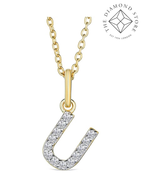 The Diamond Store White Love Letter Initial 0.10ct Lab Diamond Necklace in 18K Gold Vermeil (W85263) | €190