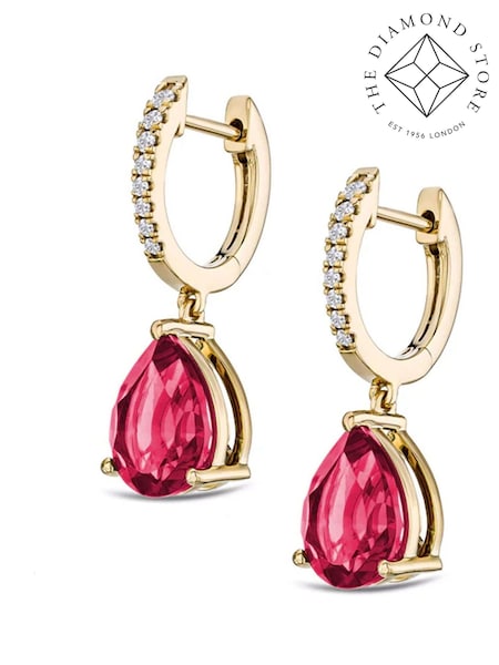 The Diamond Store Red Astra  6.80ct Pear Cut Drop  Lab Ruby Earrings in 18K Gold Vermeil (W85264) | €253