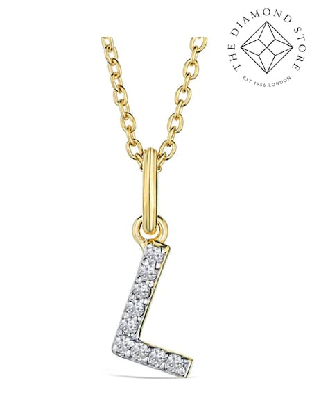 The Diamond Store White Love Letter Initial 0.10ct Lab Diamond Necklace in 18K Gold Vermeil (W85265) | €190