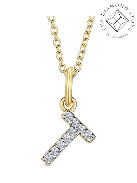 The Diamond Store White Love Letter Initial 0.10ct Lab Diamond Necklace in 18K Gold Vermeil (W85268) | €190