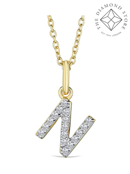 The Diamond Store White Love Letter Initial 0.10ct Lab Diamond Necklace in 18K Gold Vermeil (W85269) | €190