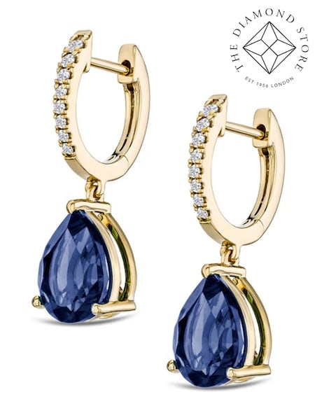 The Diamond Store Blue Astra 6.80ct Pear Cut Drop Lab Sapphire Earrings in 18K Gold Vermeil (W85270) | €250
