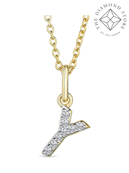 The Diamond Store White Love Letter Initial 0.10ct Lab Diamond Necklace in 18K Gold Vermeil (W85271) | €190