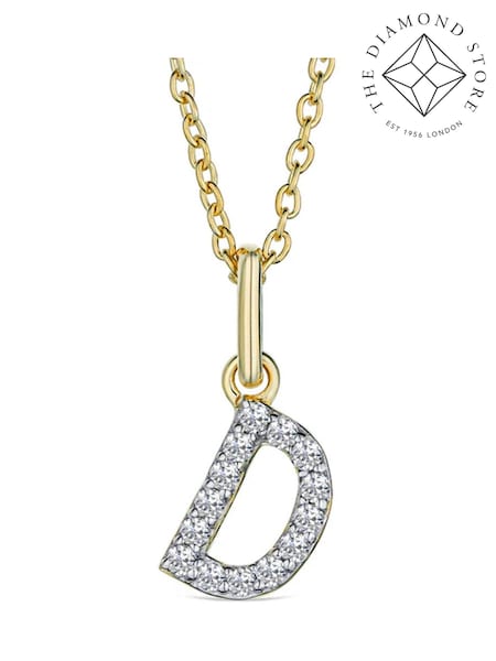 The Diamond Store White Love Letter Initial 0.10ct Lab Diamond Necklace in 18K Gold Vermeil (W85272) | €190