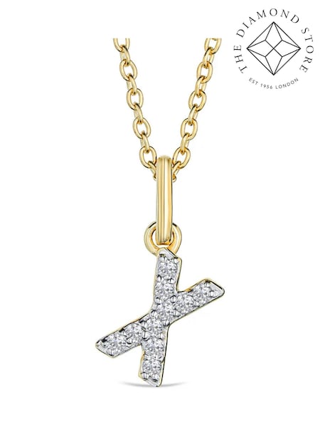 The Diamond Store White Love Letter Initial 0.10ct Lab Diamond Necklace in 18K Gold Vermeil (W85274) | €190