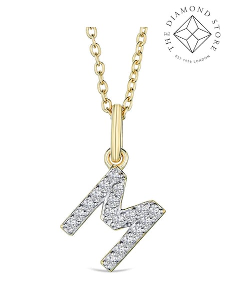 The Diamond Store White Love Letter Initial 0.10ct Lab Diamond Necklace in 18K Gold Vermeil (W85275) | €190