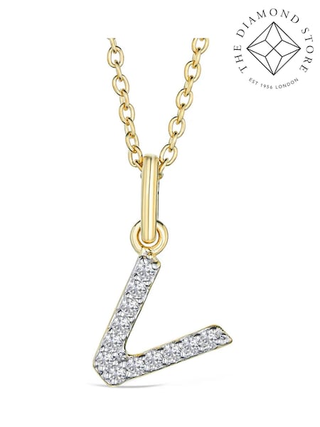 The Diamond Store White Love Letter Initial 0.10ct Lab Diamond Necklace in 18K Gold Vermeil (W85276) | €190
