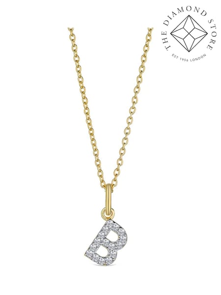 The Diamond Store White Love Letter Initial 0.10ct Lab Diamond Necklace in 18K Gold Vermeil (W85277) | €190