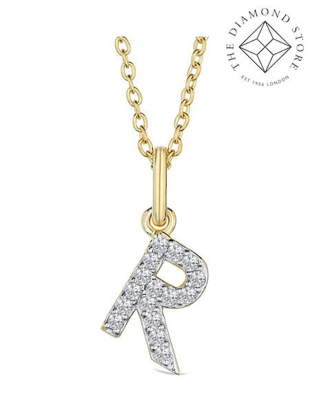 The Diamond Store White Love Letter Initial 0.10ct Lab Diamond Necklace in 18K Gold Vermeil (W85278) | €190