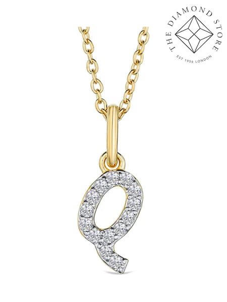 The Diamond Store White Love Letter Initial 0.10ct Lab Diamond Necklace in 18K Gold Vermeil (W85279) | €190