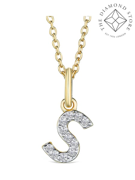The Diamond Store White Love Letter Initial 0.10ct Lab Diamond Necklace in 18K Gold Vermeil (W85283) | €190