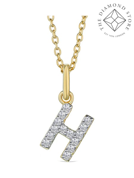 The Diamond Store White Love Letter Initial 0.10ct Lab Diamond Necklace in 18K Gold Vermeil (W85286) | €190