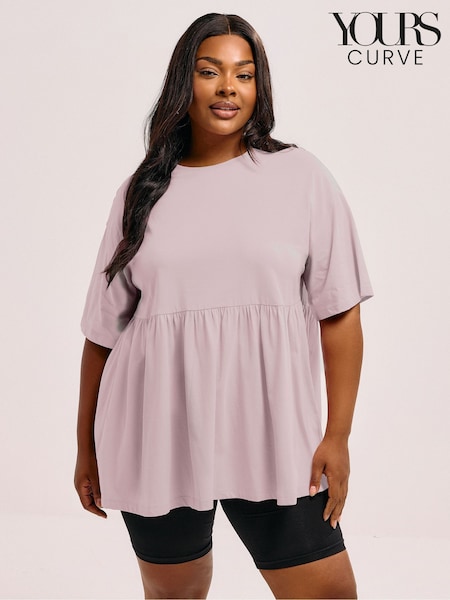 Yours Curve Pink Peplum Cotton Short Sleeve Top (W85294) | €25