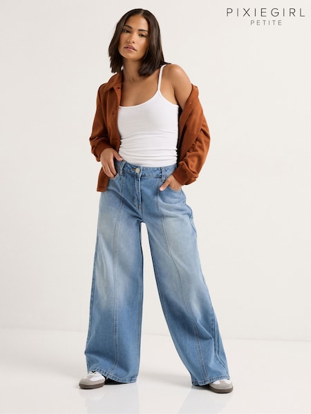 PixieGirl Petite Blue Seam Front Wide Leg Jeans (W85304) | €60