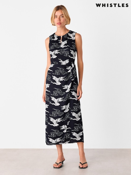 Whistles Cloud Tie Waist Midi Dress (W85312) | R$ 1.570