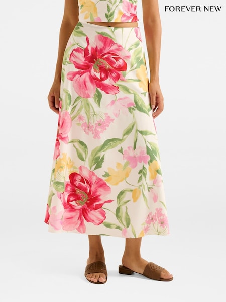 Forever New Cream Talia Printed Midi Skirt (W85391) | €89