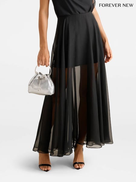 Forever New Black Lisette Sheer Maxi Skirt (W85395) | €77