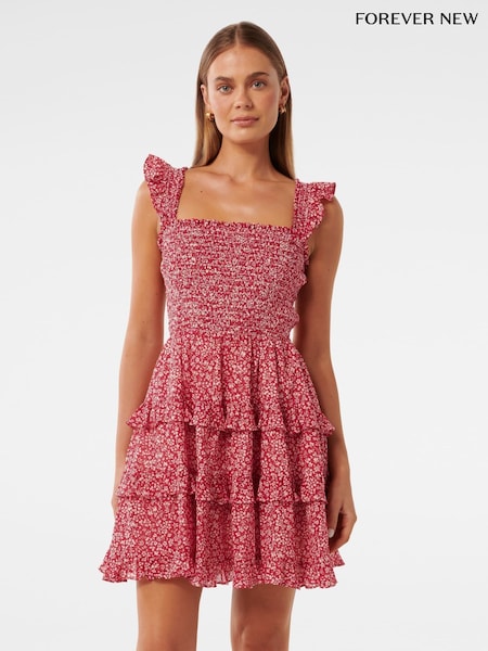 Forever New Red Odette Printed Cotton Mini Dress (W85409) | €108
